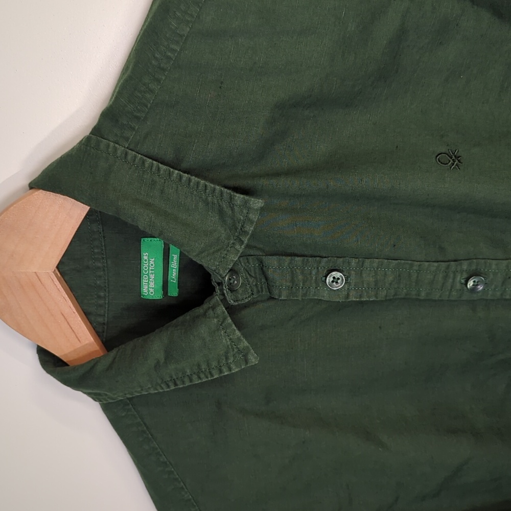 United Colors of Benetton Green Linen Button Up